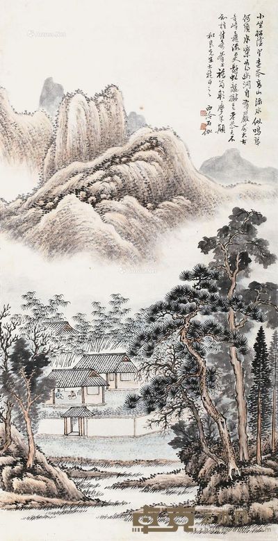 申石伽 山水 67×34cm