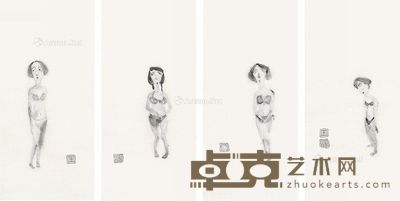 王光林 穿比基尼的少女 15×35cm×4
