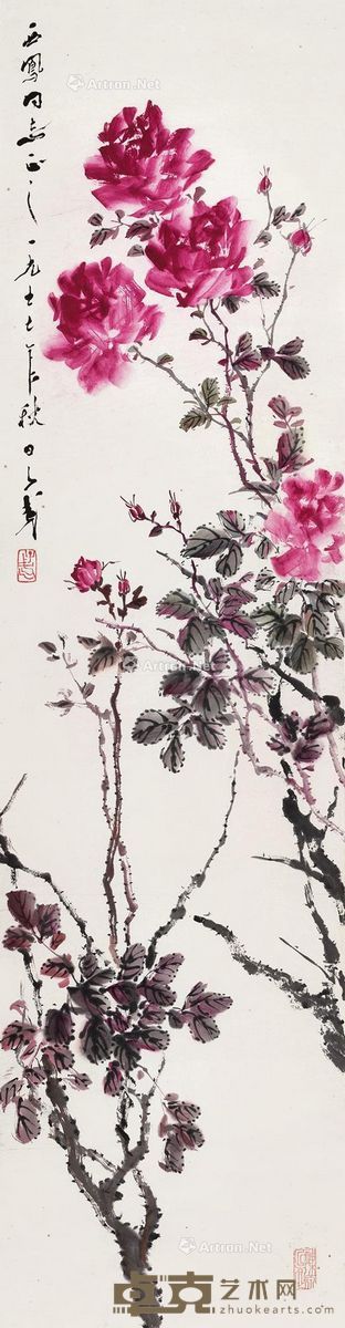 王子武 月季 138.5×35.5cm