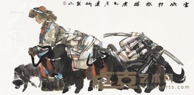 纪连彬 雪域行旅图 138×68.5cm
