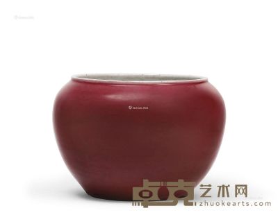 清中期 红釉缸 高18.4cm；直径23cm