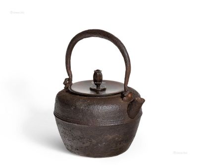 明治时期 炮口铜盖老铁壶