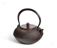 昭和时期 细霰纹铜盖铁壶
