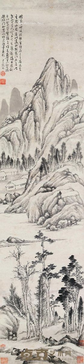 张风 山水 134.5×31cm