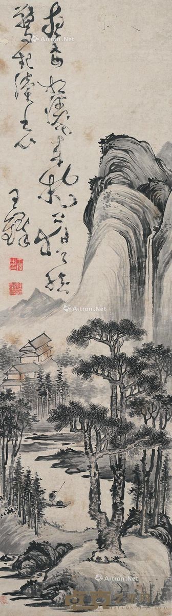 王铎 山水 168.5×46cm