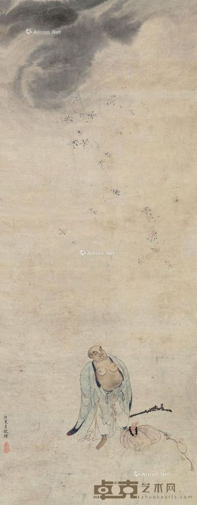 焦秉贞 罗汉图 76.5×29.5cm