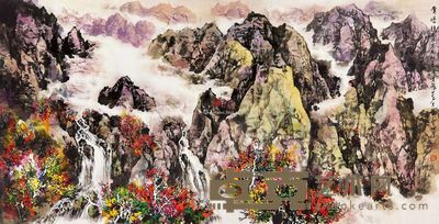 萧翰 云瀑竞秀 69×136cm