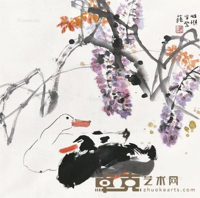 叶访樵 紫藤 67×67cm