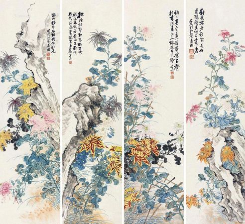 吴笠仙 花卉