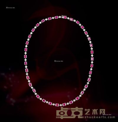 --鉑金 红宝石项链 --