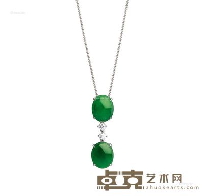 天然翡翠蛋面镶钻吊坠 --