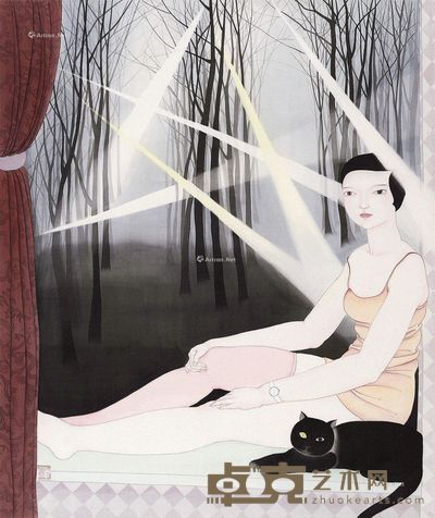 蒋晓溪 女人与猫 91×76cm