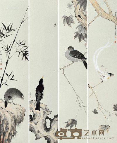 杨立奇 花鸟 88×18cm×4