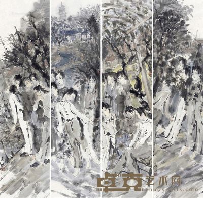 崔进 人物 34×136cm×4