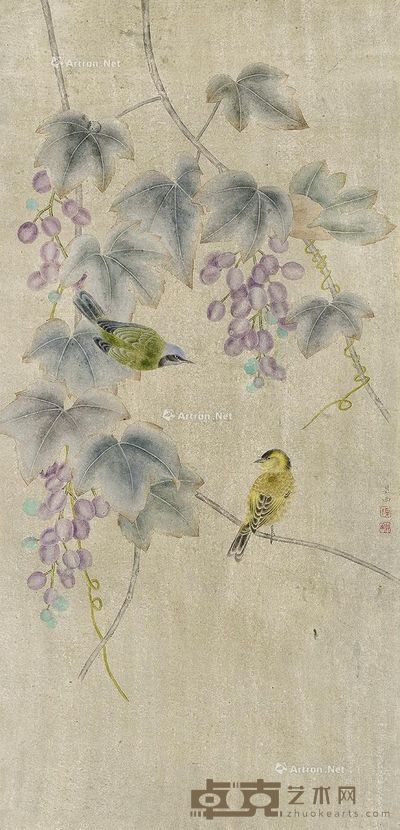 陈贝西 葡萄枝下 99×48cm