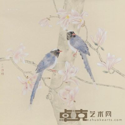 陈贝西 富贵白头 66×66cm
