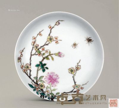 清 粉彩过枝盘 直径13.1cm