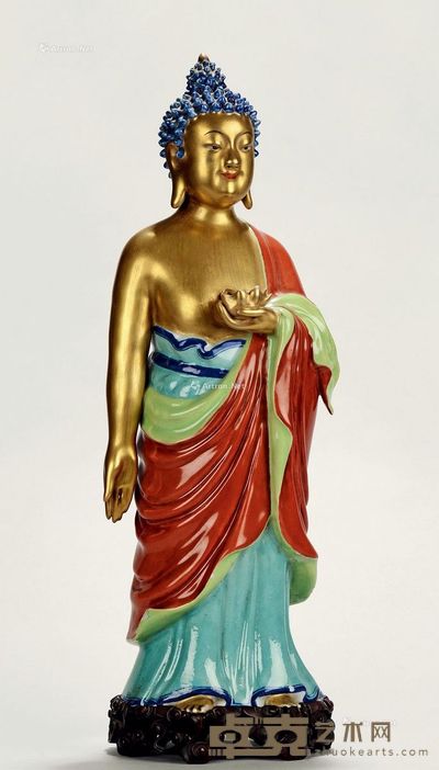 清中 瓷胎接引佛 高54cm