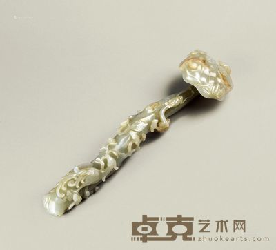 清 白玉如意 长34.5cm