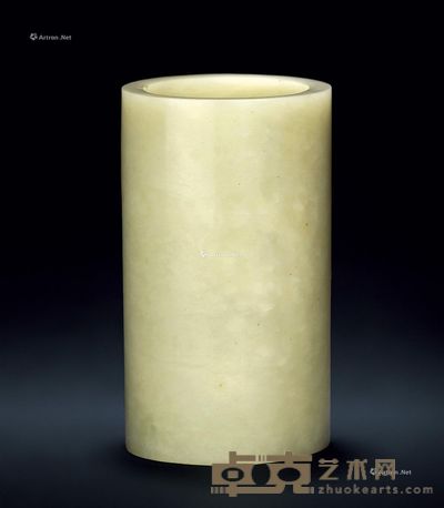 清早 黄玉小笔筒 高8.7cm；直径4.9cm