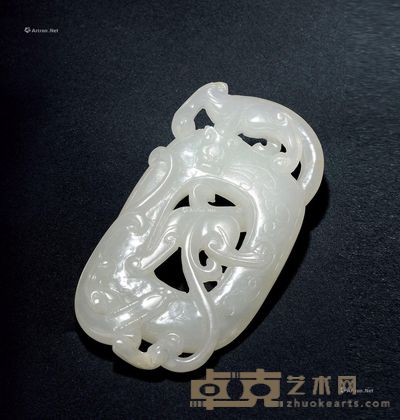 清 白玉子辰珮 高6.7cm