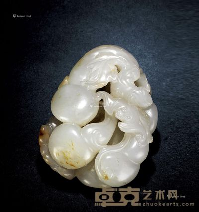 清 白玉葫芦万代把件 长6.2cm