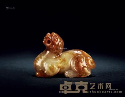 明 白玉黄沁瑞兽 高3.2cm；长4.5cm