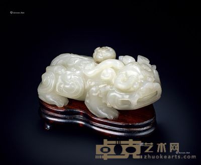 清 白玉雕獬豸砚滴 长10.5cm