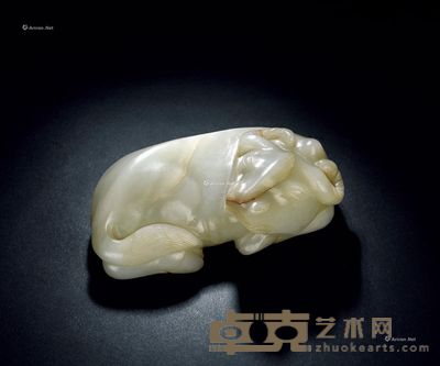 明 白玉牛摆件 高4cm;长11cm