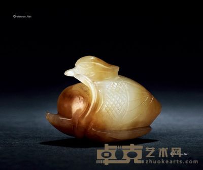 清 白玉鸳鸯把件 高2.7cm;长3.8cm