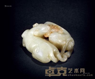 明 白玉双欢摆件 长6cm