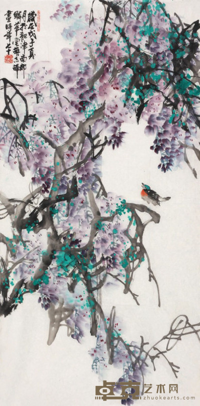 胡志辉 花鸟 98×49cm
