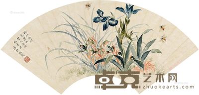 潘静淑 兰花扇面 宽47cm