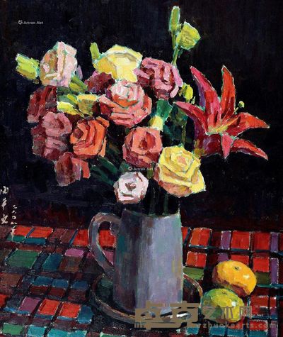 闵希文 花卉静物 60×50cm