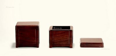 清 红木嵌瘿木盒 （一对）