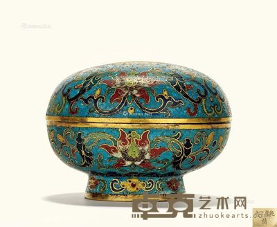 清乾隆 铜胎掐丝珐琅圆盒 直径8.5cm