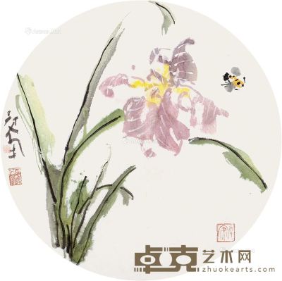 吴冠南 蜜蜂花卉 直径32.3cm