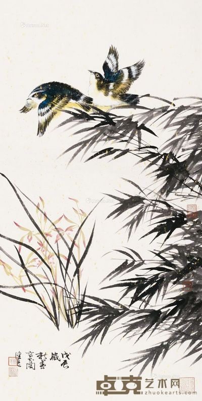 陈佩秋 秋雀 90×46cm