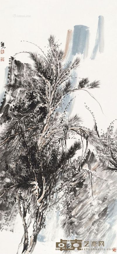 崔见 山水 96×44cm