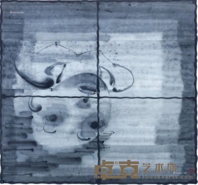 蔡广斌 约2009-2010年作 窗系列 水墨 纸本 100×100cm