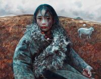 艾轩 2002年作 放羊的女孩 油彩 画布