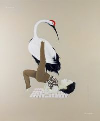 林海容 2007年作 与鹤同俦 油彩 画布