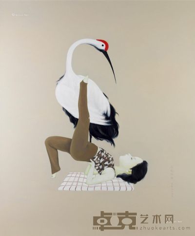 林海容 2007年作 与鹤同俦 油彩 画布 180×150cm