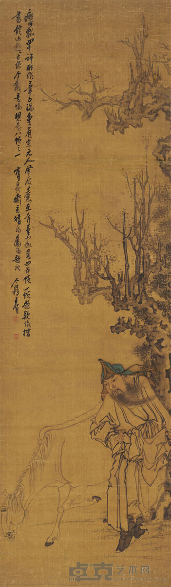 黄慎 走马图 设色绢本 立轴