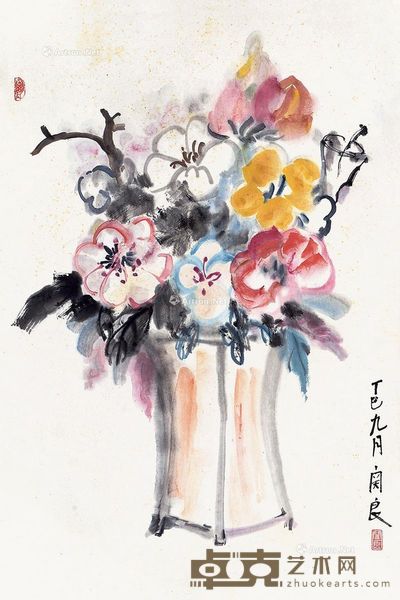 关良 瓶花图 67×45cm