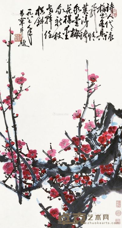 于希宁 梅花轴 96×51cm