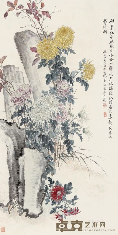 缪谷瑛 菊石图 130×66cm