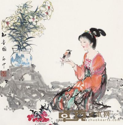 伍启中 知音图 53×53cm