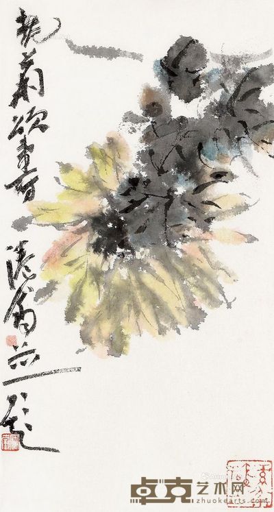 吴冠南 老菊颂寿 42×22cm