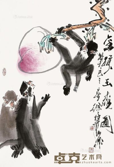 徐培晨 金猴玉桃图 68×46cm